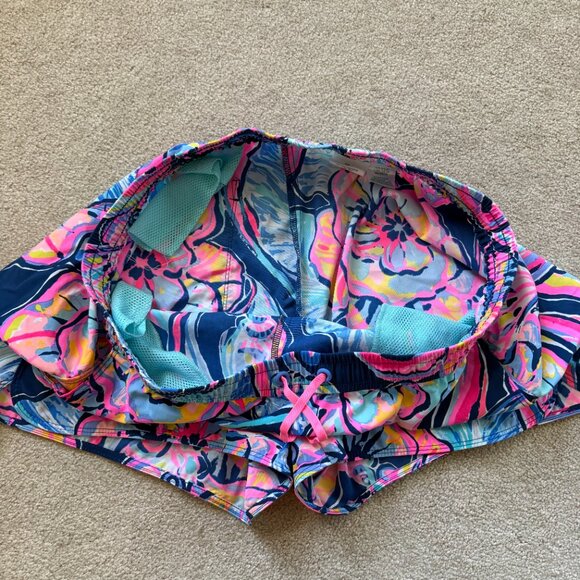 Lilly Pulitzer Nylon Swim Shorts Women's L Beach Flamingo Seashells Pockets - Picture 5 of 9